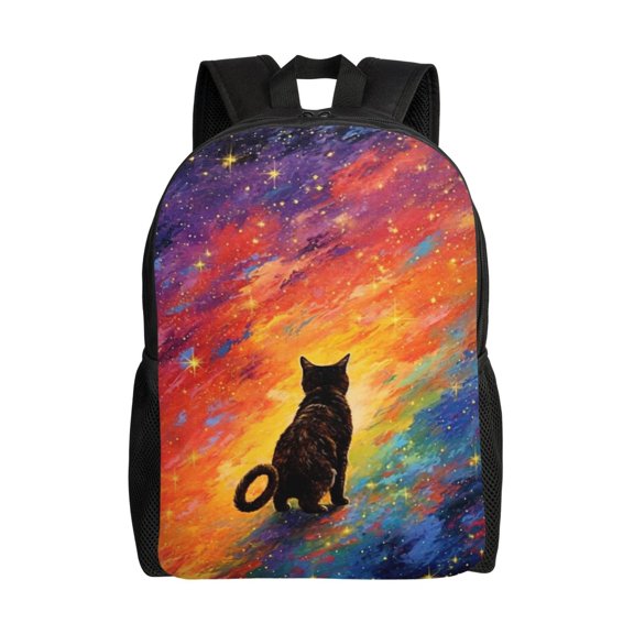 Comfort Fit Unisex Galaxy Cat Stars Sky Backpack Great Design Durable For Daily Commute & Travel Adventures 16 Inch