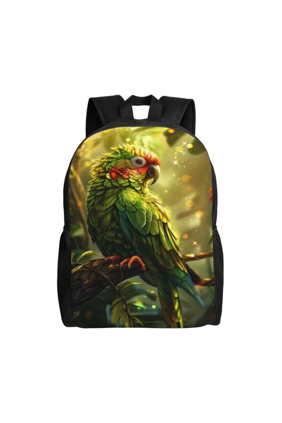 Comfort Fit Unisex Green Parrot Branch Glow Backpack Great Design Durable For Daily Commute & Travel Adventures 16 Inch