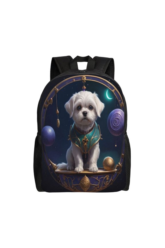 Comfort Fit Unisex Maltese Dog Zodiac Orbit Backpack Great Design Durable For Daily Commute & Travel Adventures 16 Inch
