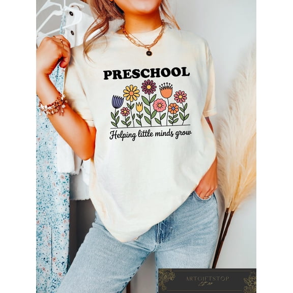 Comfort Floral Preschool Teacher Shirt, Helping Little Minds Grow T-shirt, Pre-K Team Tees, For Preschool Teacher, Pre K Teacher, F3969 All Size S-5Xl