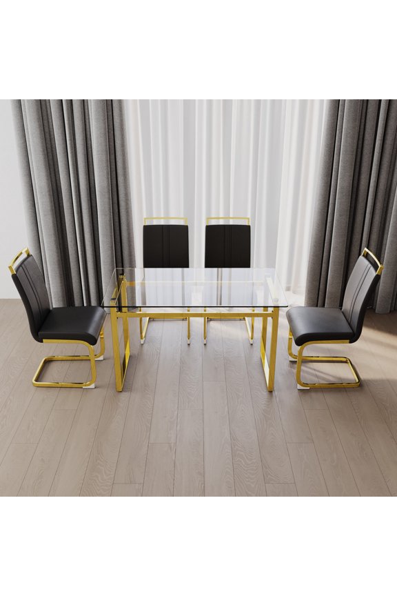 Comfort - Focused Dining Ensemble - Glass Table and Ergonomic Chairs for Relaxed Meals