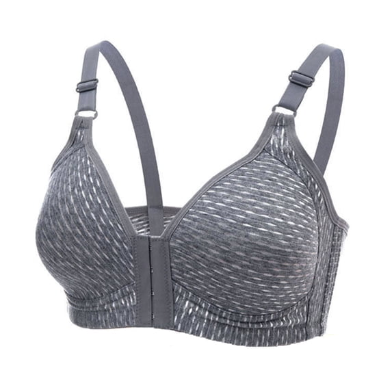 Comfort Front Closure Bra for Women, Wireless Push Up V Neck Easy-On-and-Off Bra, Mesh Breathable Everyday Bralette
