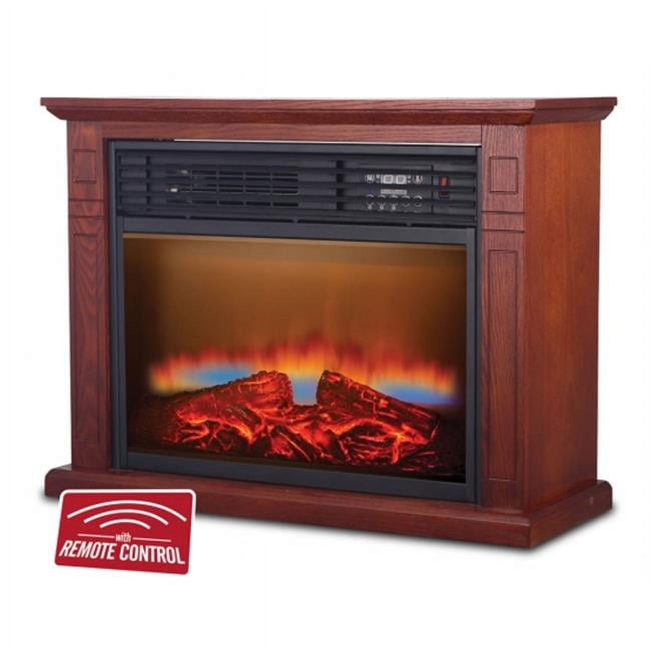 Vintage Oak Electric Mobile Fireplace with Tri-Color Flame