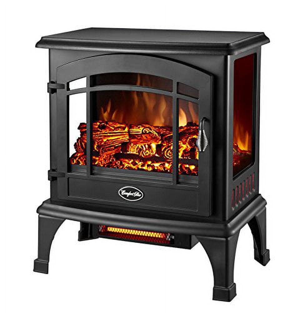 Comfort Glow EQS5140 Sanibel 3-Sided Infrared Quartz Electric Stove Black Finish