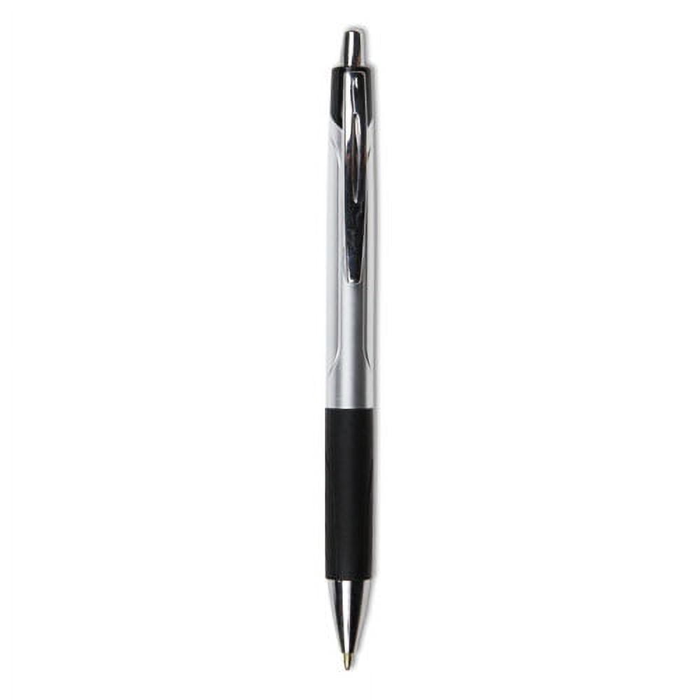 Comfort Grip Ballpoint Pen, Retractable, Medium 1 Mm, Black Ink, Silver Barrel, Dozen | Bundle of 2 Dozen