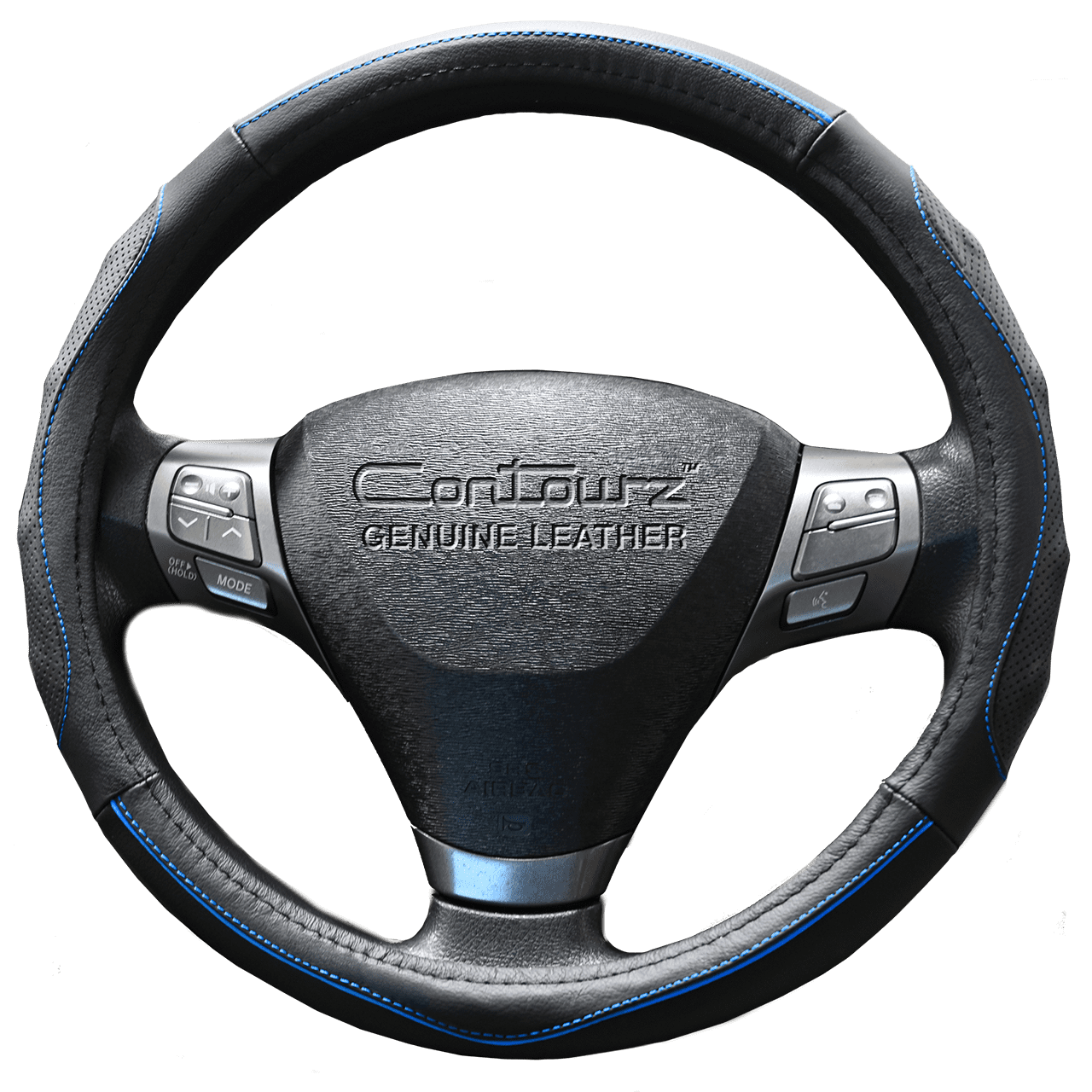 Comfort Grips Steering Wheel Cover - Contourz Pro Grip Leather Medium (14.5 - 15.4) Black / Blue