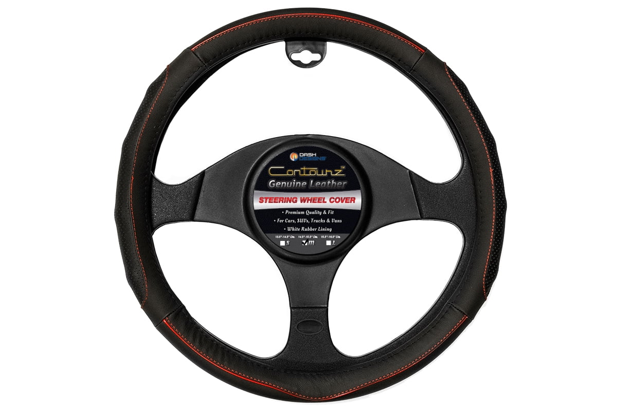 Comfort Grips Steering Wheel Cover - Contourz Pro Grip Leather Medium (14.5 - 15.4) Black / Red