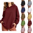 thumbnail image 1 of Comfort Hoodie Zaewscy Women's /Winter Casual Solid-Color Long-Sleeve Hooded Sweatshirt With Pockets Wine XL, 1 of 9