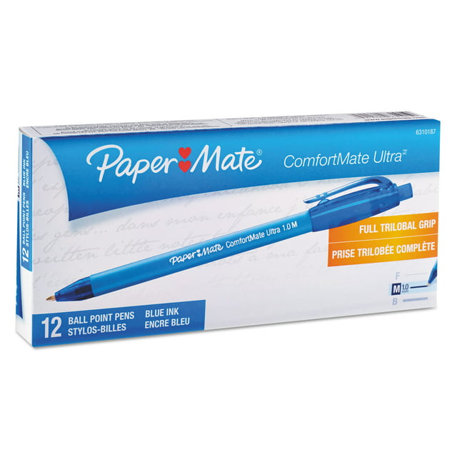 Comfort Mate Retractable Pens, Blue, medium point, 12 ct