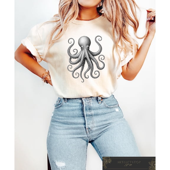 Comfort Octopus Shirt, Octopus Tshirt, Sea Animal Lover, Beach Sea World Shirt, Women's Beach T-shirt, Graphic Octopus Tee, F3864 All Size S-5Xl