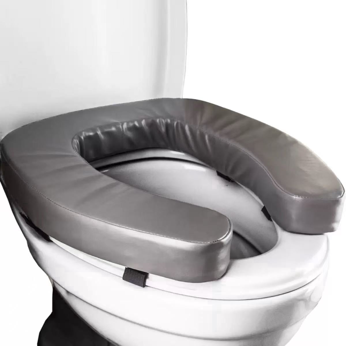 FEIYONG Comfort Padded Toilet Seat Cushion, 2-inch High-Density Foam, Waterproof PU Material, U-Shape, Secure Fastening, for Standard & Elongated Toilets (Gray)