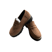 Comfort Platform Loafers for Women, Wide Width Slip-On Shoes with Chunky Heel, Fashion Casual Walking Shoes