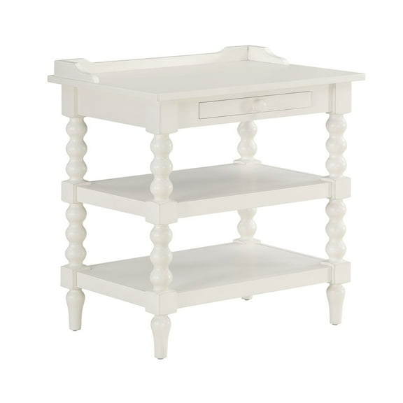 Comfort Pointe Averly Antique White Wood Turned Leg Storage Nightstand