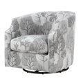 thumbnail image 1 of Comfort Pointe Banyon Gray Floral Fabric Upholstered Swivel Glider Barrel Chair, 1 of 16