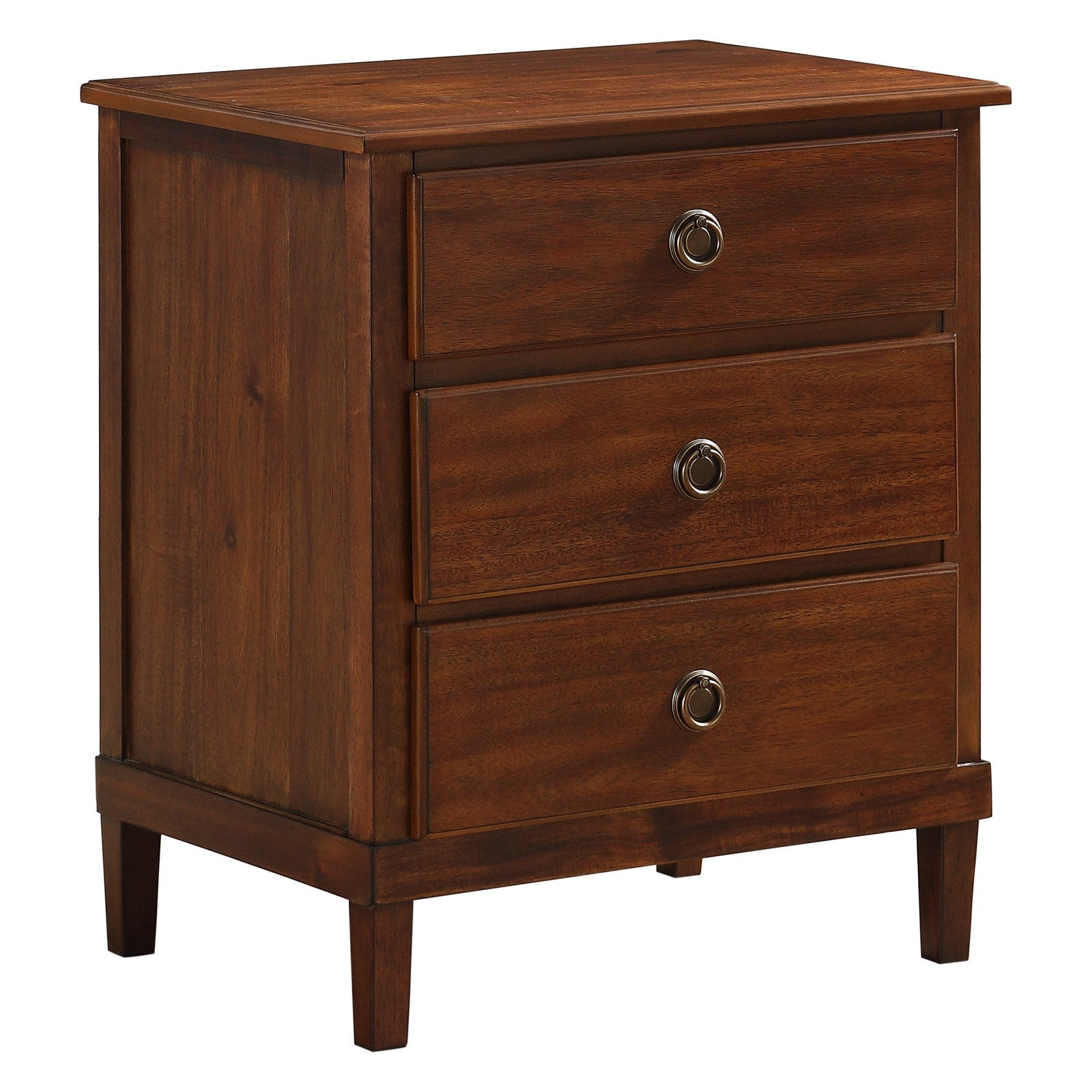 Cambridge Brown Acacia Veneer 3-Drawer Nightstand