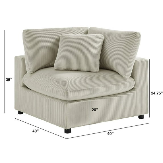 Comfort Pointe Casella Corner Wedge - Beige Corduroy