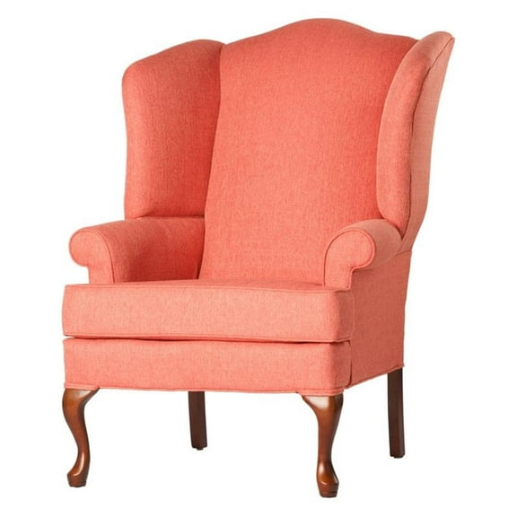 Comfort Pointe Crawford Coral Red Fabric Traditional Wing Back Accent Chair