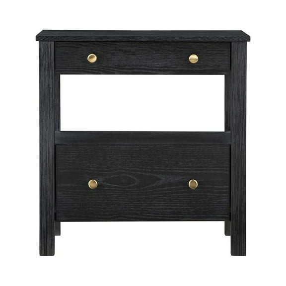 Comfort Pointe Delano Black Finish Wood 2-drawer Modern Storage Nightstand