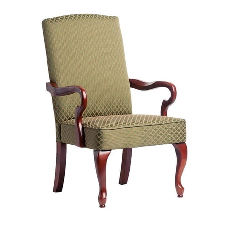 Comfort Pointe Derby Green Jacquard Fabric Solid Wood Gooseneck Arm Chair
