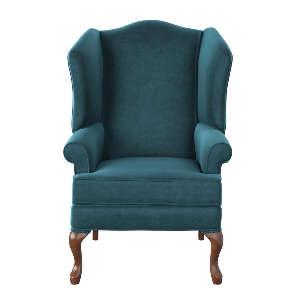 Elizabeth Ocean Blue Velvet-Feel Microfiber Wingback Chair