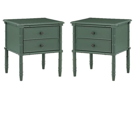 Comfort Pointe Ellison Vintage Green 2-drawer Nightstand - Set of 2