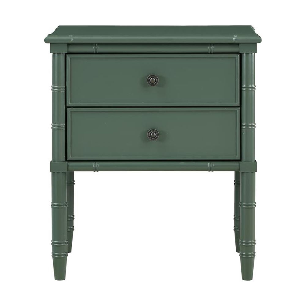 Comfort Pointe Ellison Vintage Green Wood 2-drawer Coastal Style Nightstand