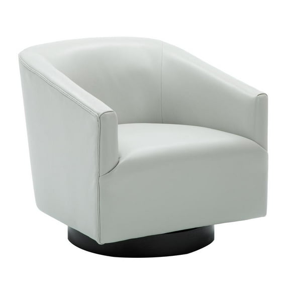 Comfort Pointe Gaven Dove Gray Faux Leather Wood Base Swivel Accent Chair