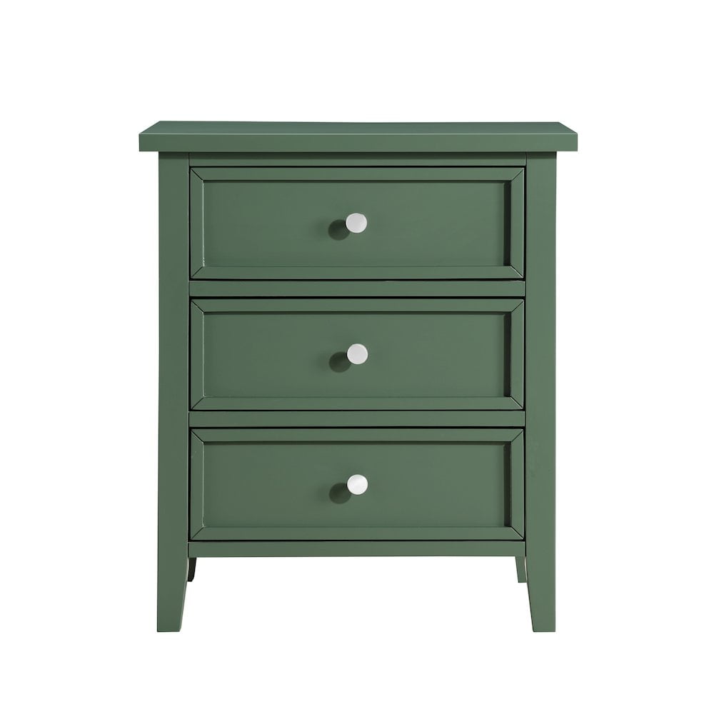 Lennon Vintage Green 3-Drawer Wood Nightstand