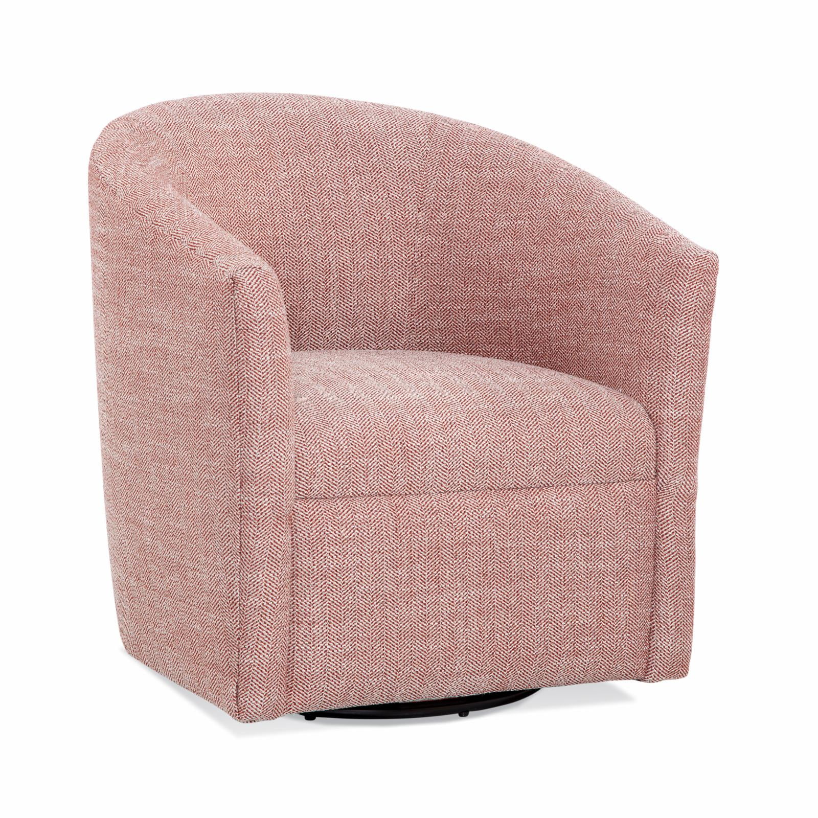 Lynton Transitional Barrel Swivel Accent Chair in Henna