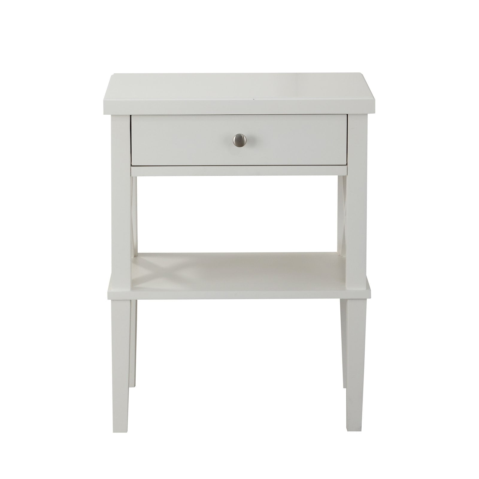 Marta White Wood 1-Drawer Nightstand with Open Shelf