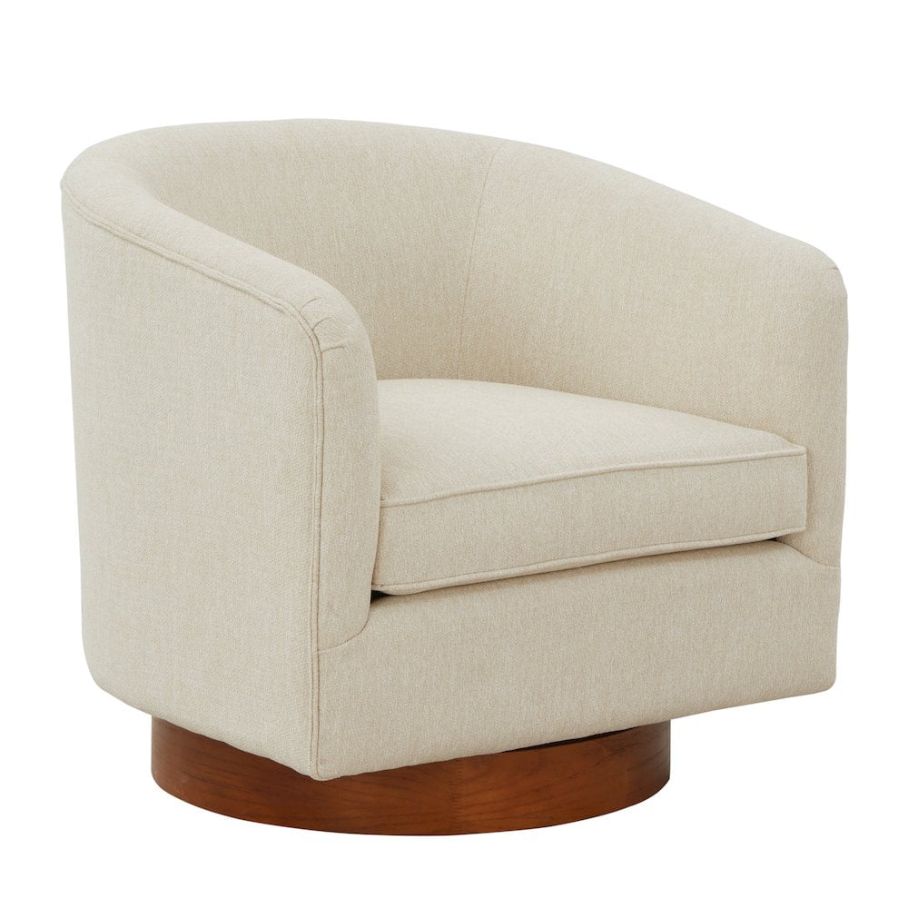 Comfort Pointe Muriel Beige Fabric Wood Base Swivel Accent Chair