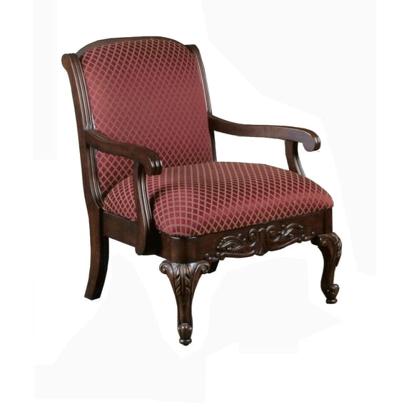 Comfort Pointe Red Safari Magenta Wood Arm Chair in Walnut Finish