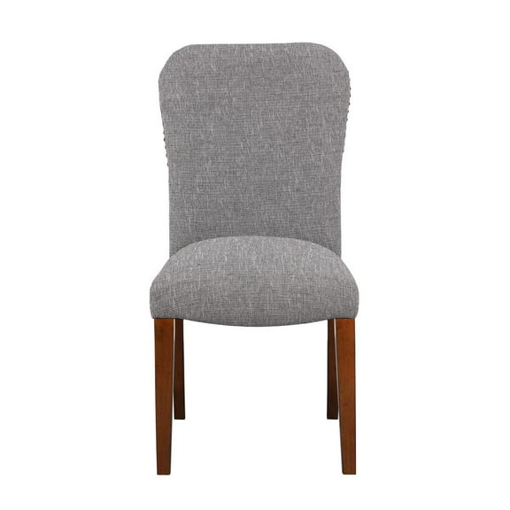 Comfort Pointe Salina Ashen Grey Dining Chair in Performance Fabric with Nail Heads - set of 2