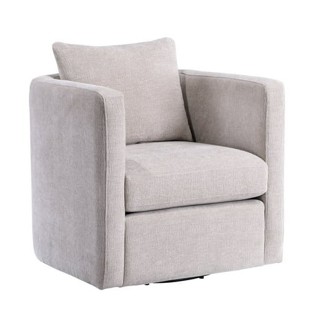 Comfort Pointe Sheldon Beige Linen Fabric Swivel Barrel Chair