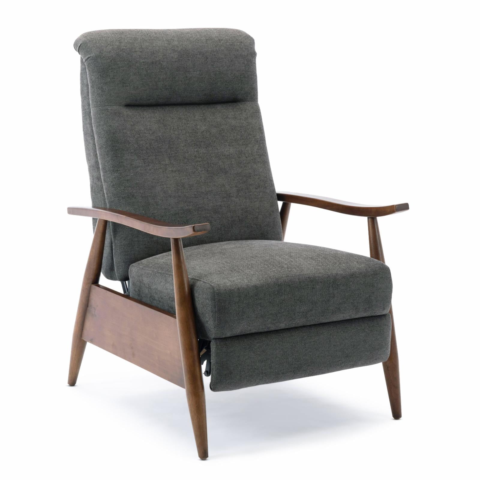 Soren Charcoal and Chestnut Mid-Century Modern Recliner