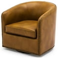 thumbnail image 1 of Comfort Pointe Tyler Faux Leather Solid Swivel Armchair, Camel Brown, 1 of 12