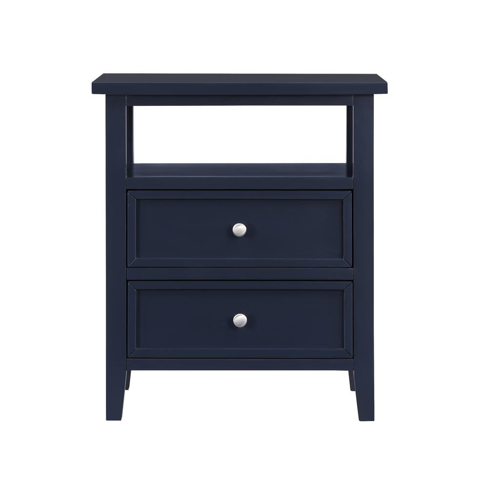Comfort Pointe Walker 2-Drawer Nightstand in Midnight Blue for