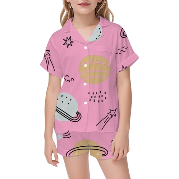 Comfort Printed Kids Pajama Set Playful Nightwear For Children Soft Sleepwear Outfit Durable Fabric Design For Girls And Boys