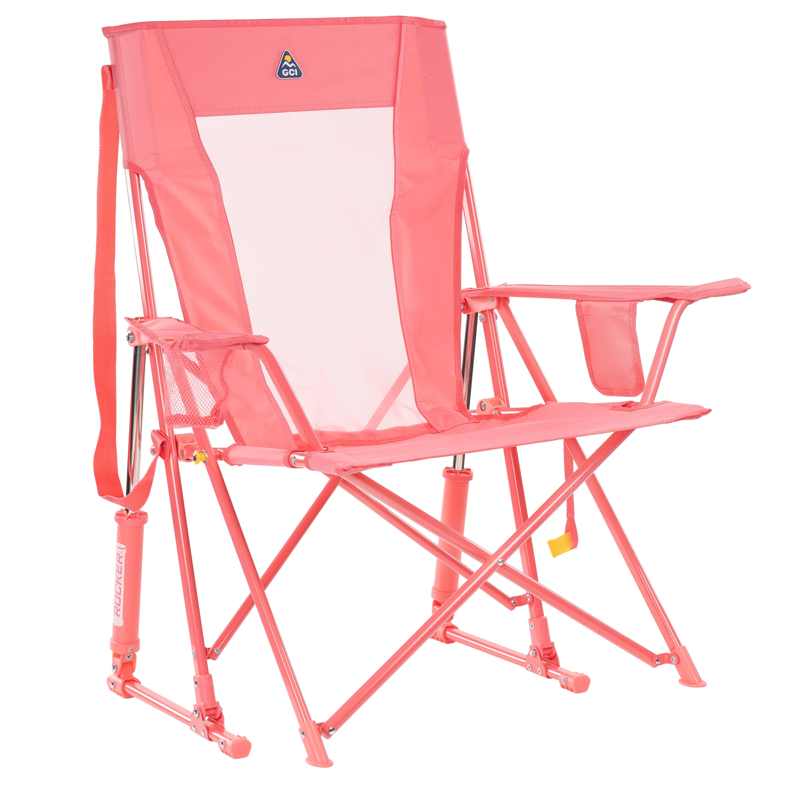 GCI Outdoor Comfort Pro Rocker Foldable Rocking Camp Chair, Blush