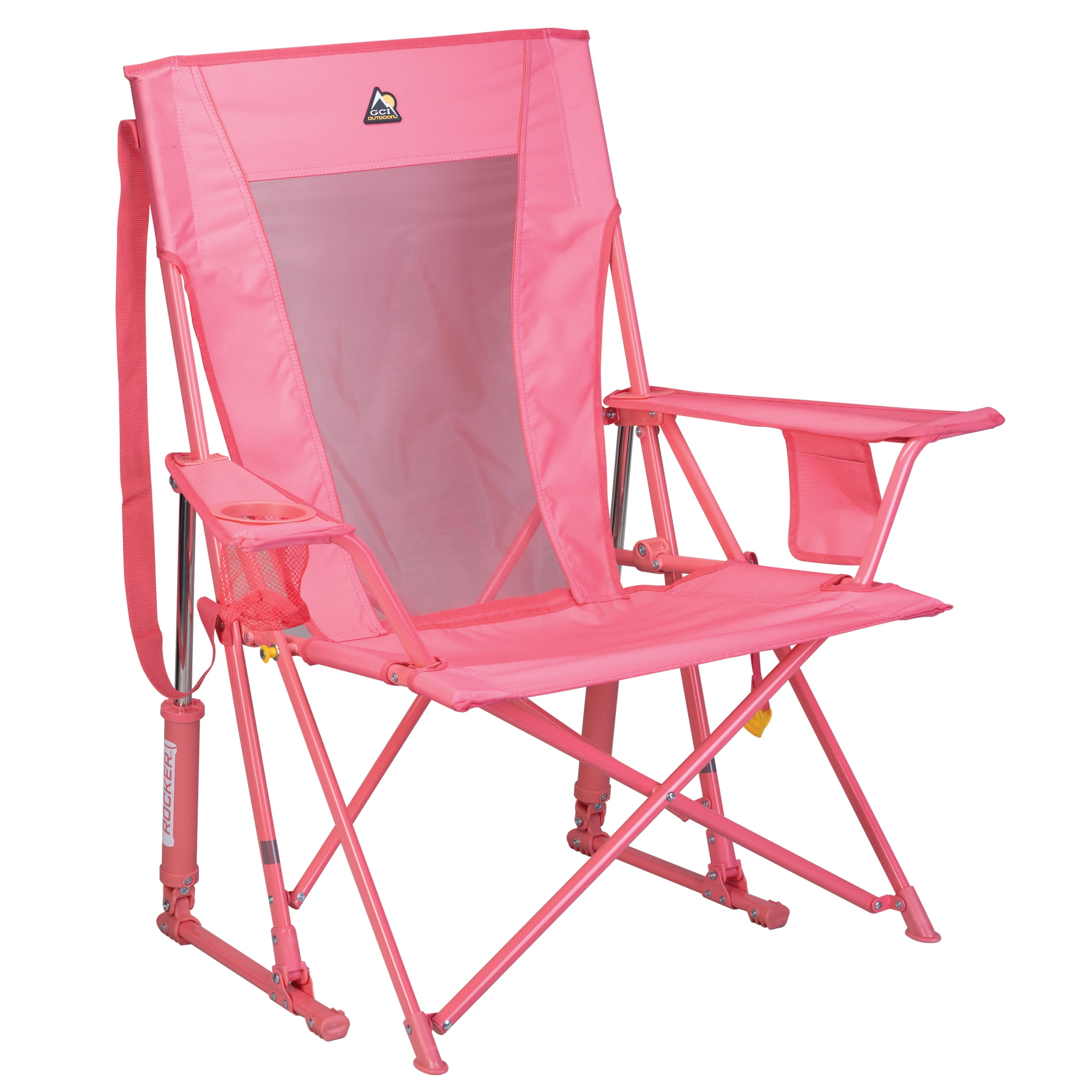 GCI Outdoor Comfort Pro Rocker Foldable Rocking Camp Chair, Blush