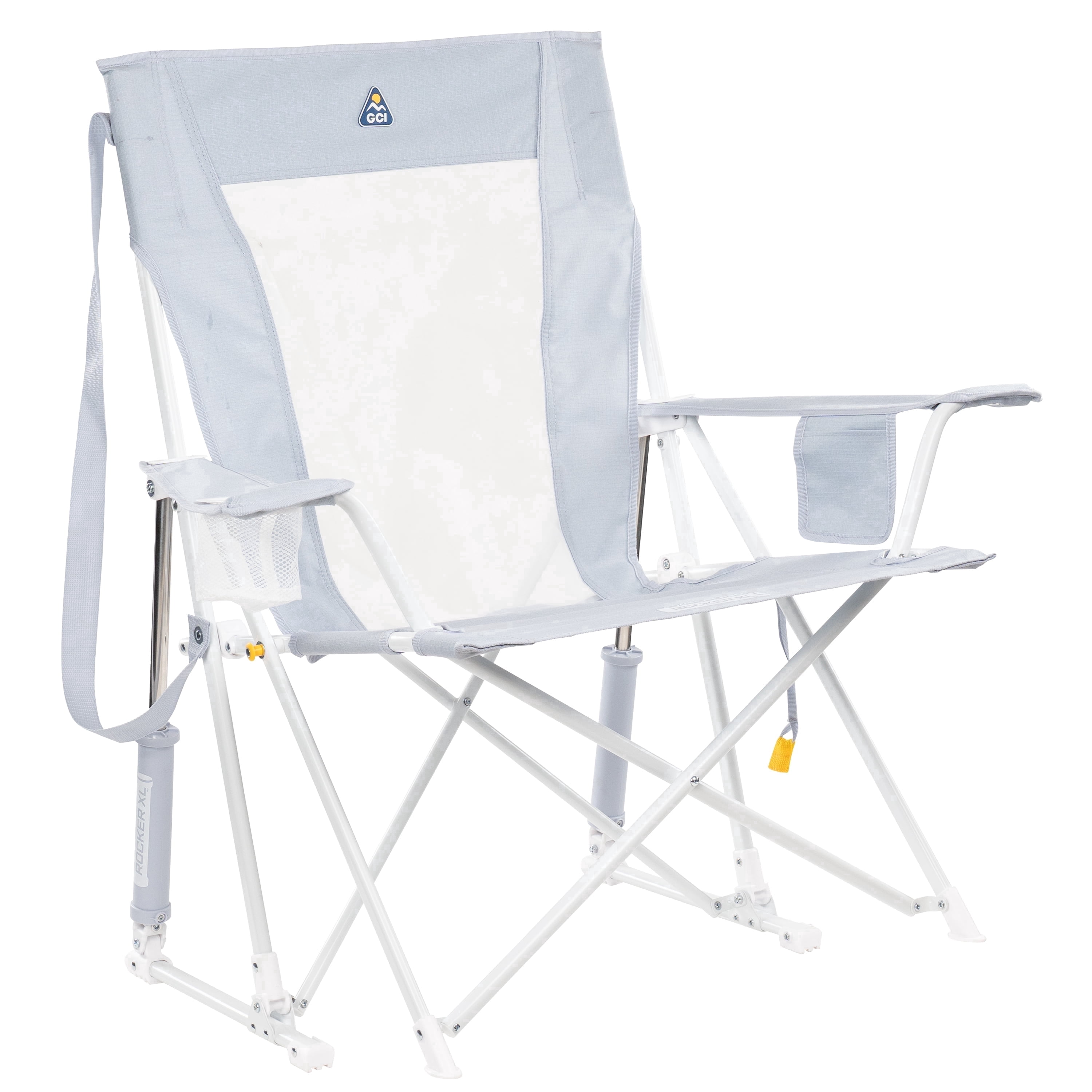 GCI Outdoor Comfort Pro Rocker XL Oversized Rocking Camping Chair, Heathered Light Blue