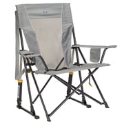 GCI Outdoor Comfort Pro Rocker Rocking Camping Chair with Cup Holder, Mercury Gray