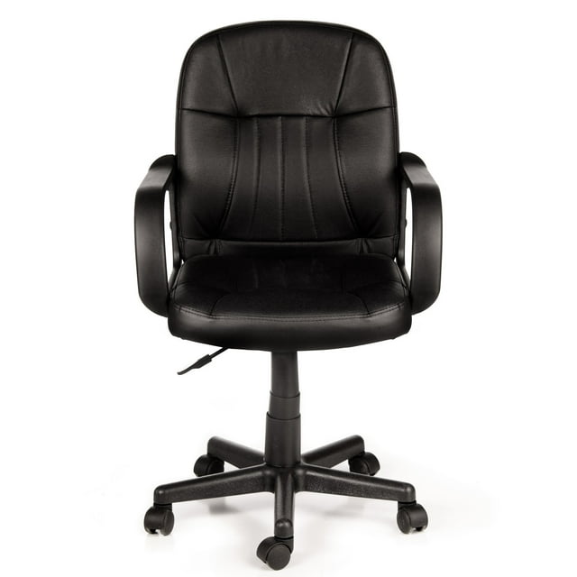 Comfort Products 60-5607M Mid-Back Leather Office Chair, Black