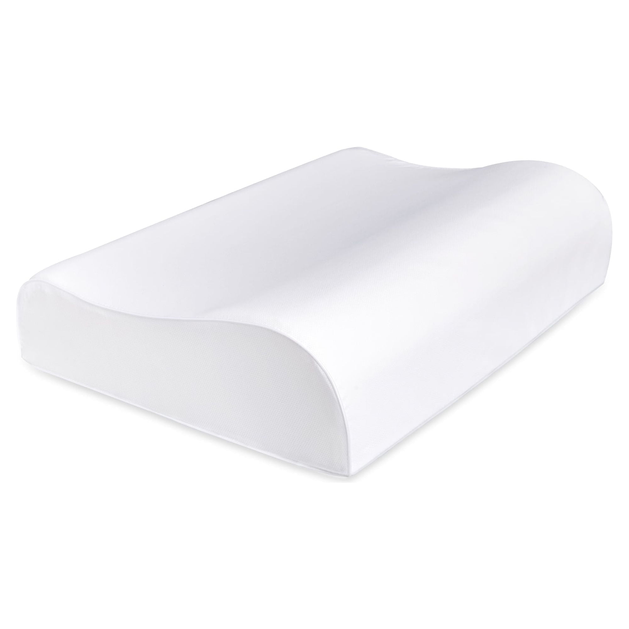 Ergonomic White Memory Foam Contour Pillow with Mesh Cover