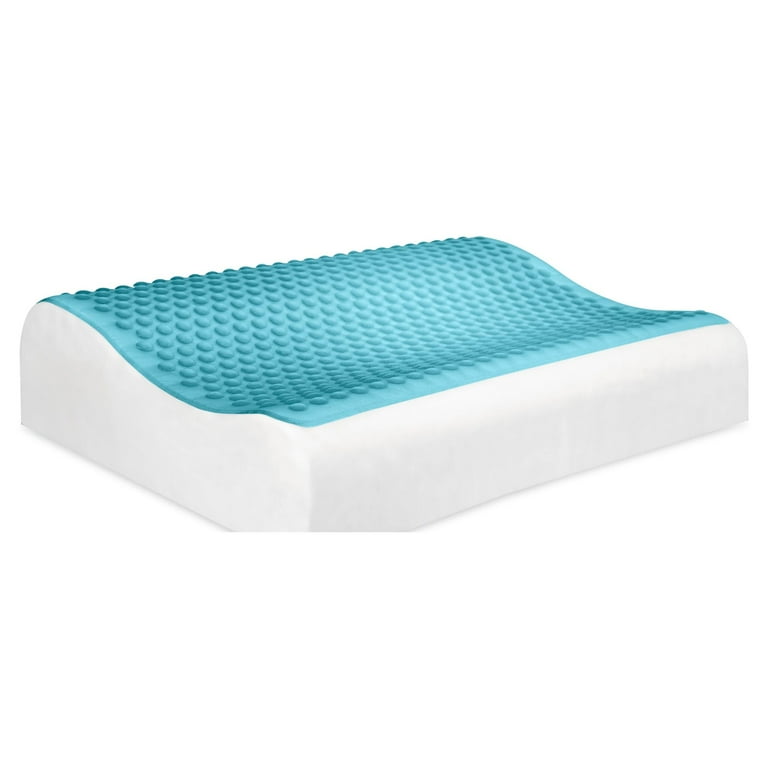 Comfort Revolution Originals Blue Bubble Gel + Memory Foam Contour Cooling  Bed Pillow