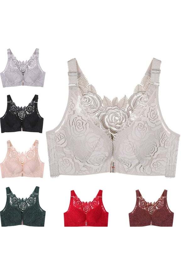 Comfort Rose Bra, Front Closure Lace Comfy No Wire Bras Push Up Wire-Free & Seamless Bra