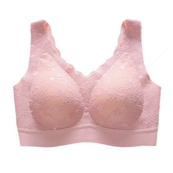 Comfort Seamless Wirefree Lift Bra, 3D Wireless Contour Sexy Bra Padded Lace Push Up Brassiere Women Daily Bras, Pink 2XL