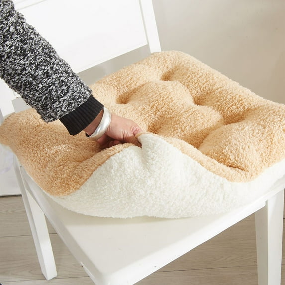 Comfort Seat Cushion Soft Chair Pads Warm Chair Cushion Pink Lambs Wool Fuzzy for Adults and Kids for Kitchen Dining Living Room Office Chair Set of 1 (Coffee, 15.74x15.74x2.75in)