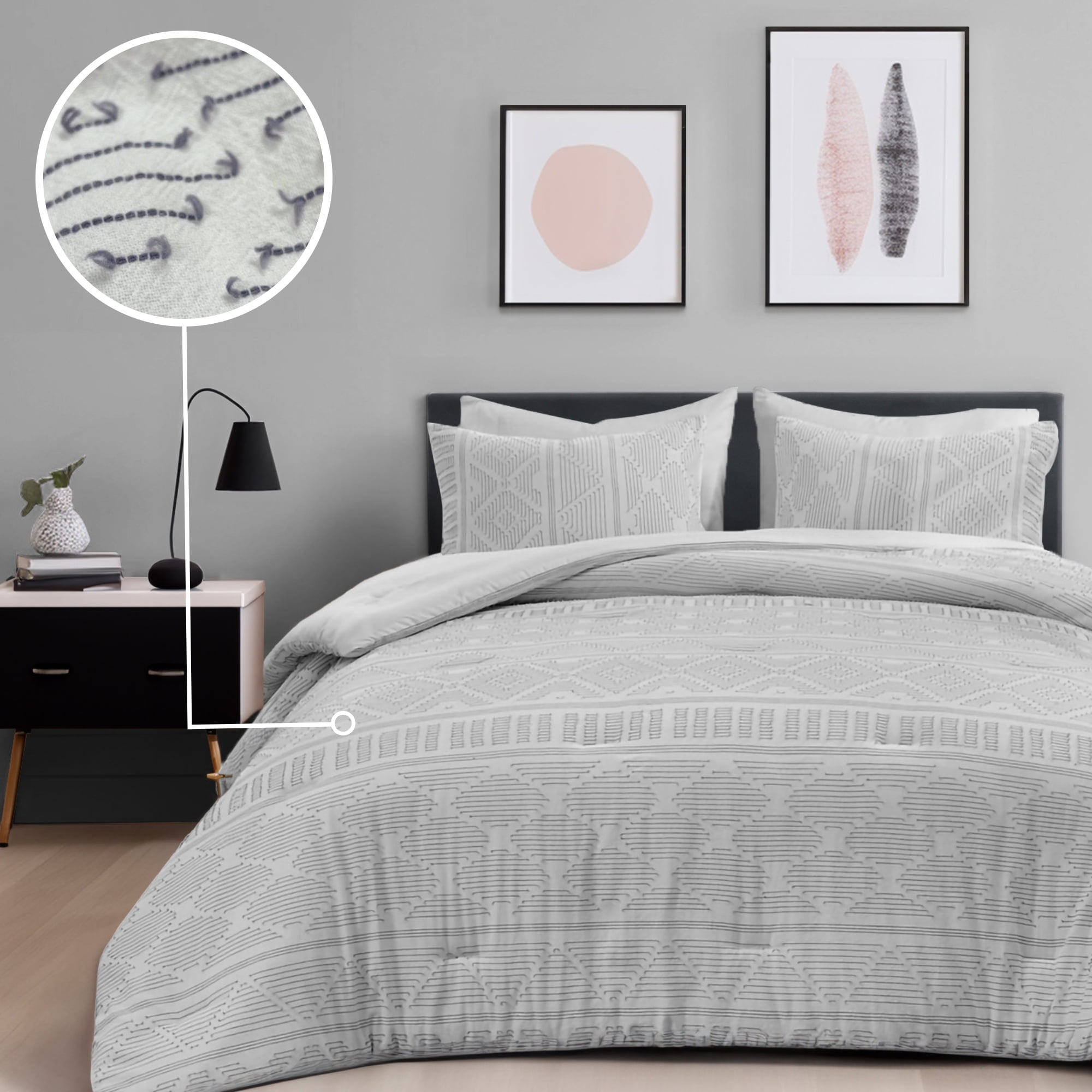 Comfort Spaces 3Piece Full/Queen Cotton Comforter Sets Geometric