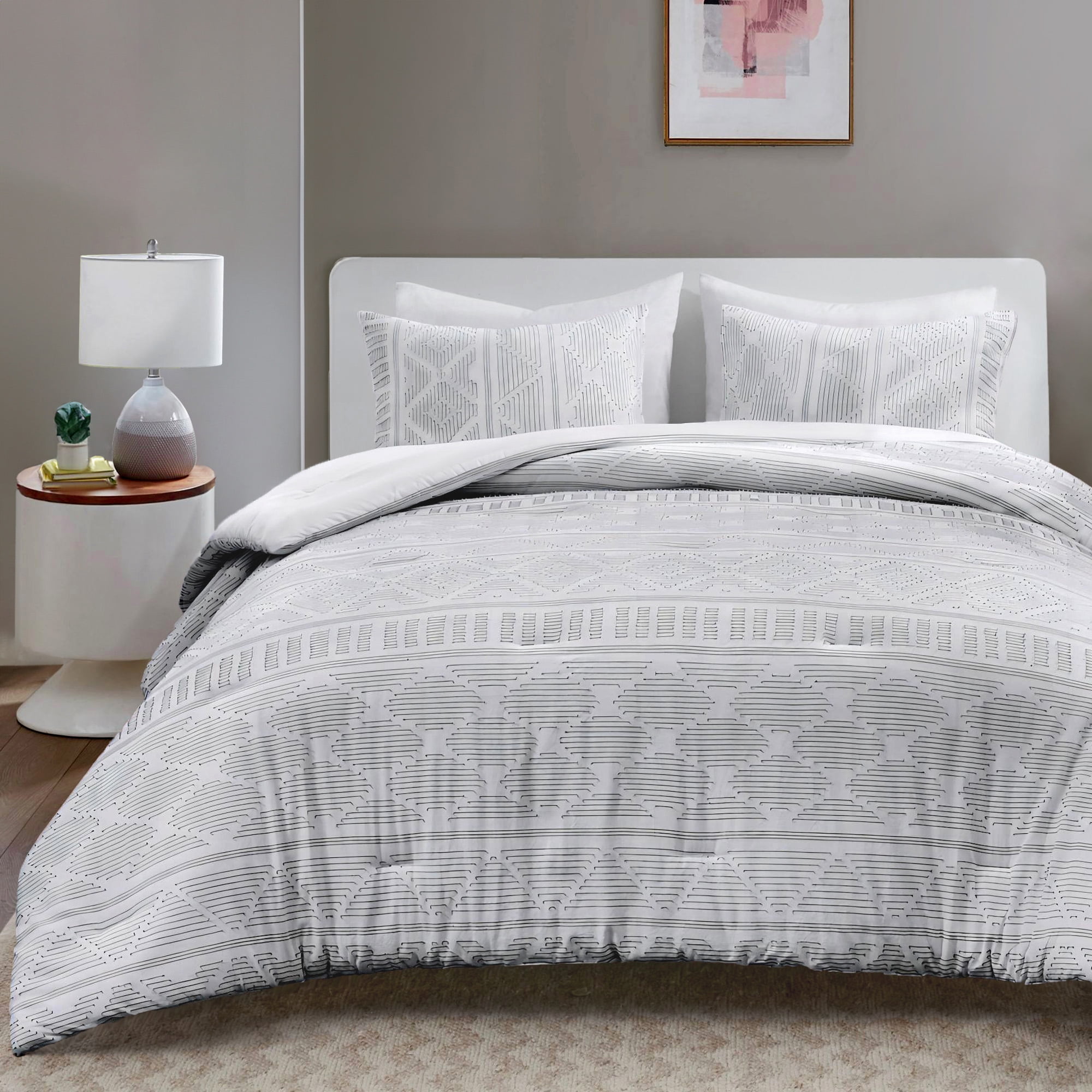 Comfort Spaces 3Piece Full/Queen Cotton Comforter Sets Geometric